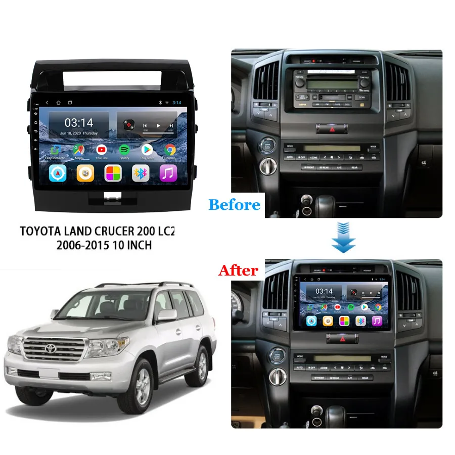 Автомагнитола TOYOTA LAND CRUCER 10 дюймов Android DSP LC200 2006-2015 мультимедиа GPS-навигация