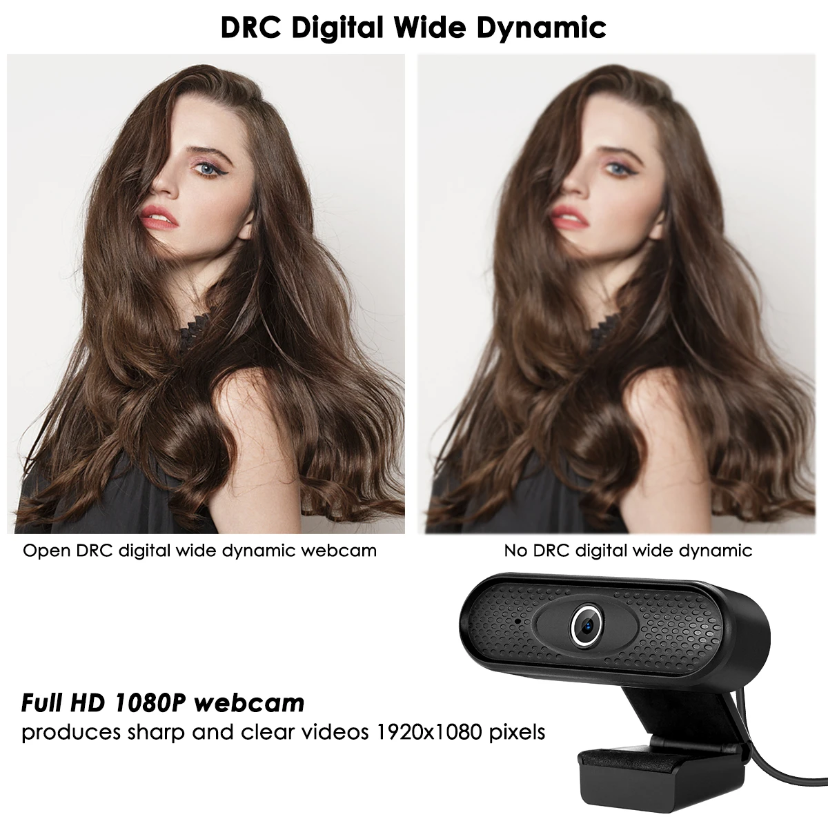 

1080P Full HD Web Camera PC Computer USB Driver-free Webcam with Noise-cancelling Mic for Teleconferencing