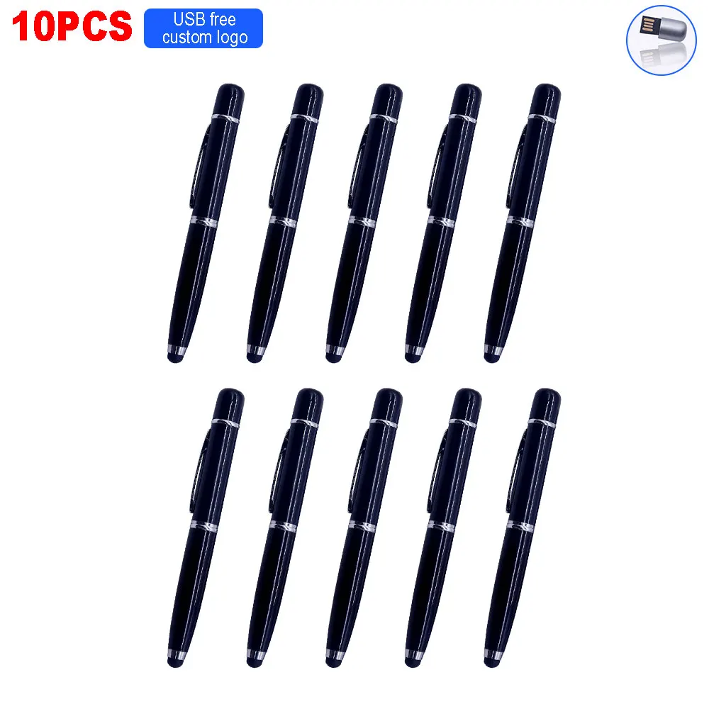 

10pcs/lotBallpoint pen USB Flash Drive Waterproof metal Pen Drive 64GB USB Stick 32GB USB 2.0 Memory Stick Pendrive Customize