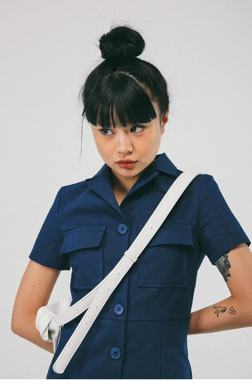 Платье рубашка женское на пуговицах с коротким рукавом и карманами|Женские