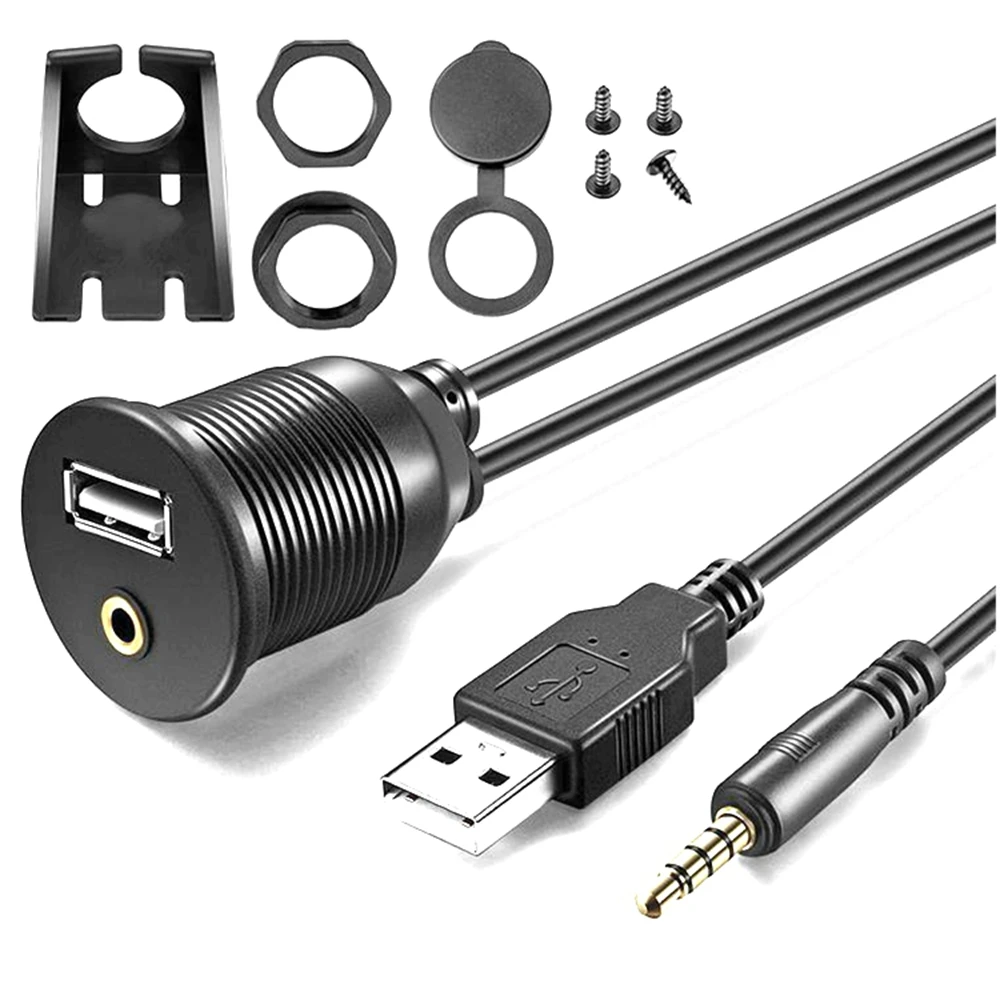 

1m 2M Auto Dashboard USB Verlängerung Kabel Auto Moto USB 2,0 3,5mm Männlichen zu Weiblichen AUX Blei Kabel Draht linie