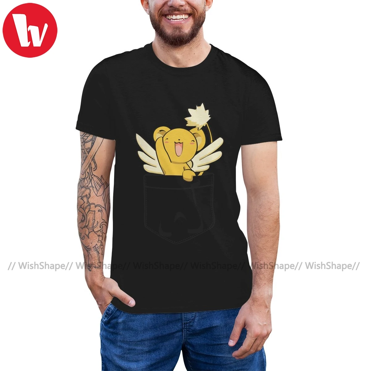 

Sakura Card Captor T Shirt Kero In Your Pocket T-Shirt Print Men Tee Shirt Short Sleeves Funny Tshirt