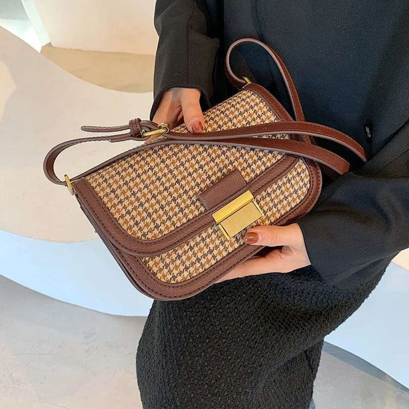 

FACTOO Retro Checkered Small Square Bag Female New Fashion Messenger Bag Wild INS Shoulder Bag Large Capacity Crossboby Bag