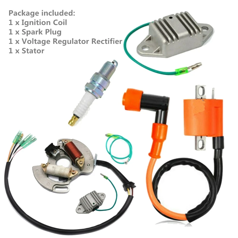 

Ignition Coil Spark Plug Voltage Regulator Rectifier & Stator Kit for Yamaha Blaster YFS200 97-01