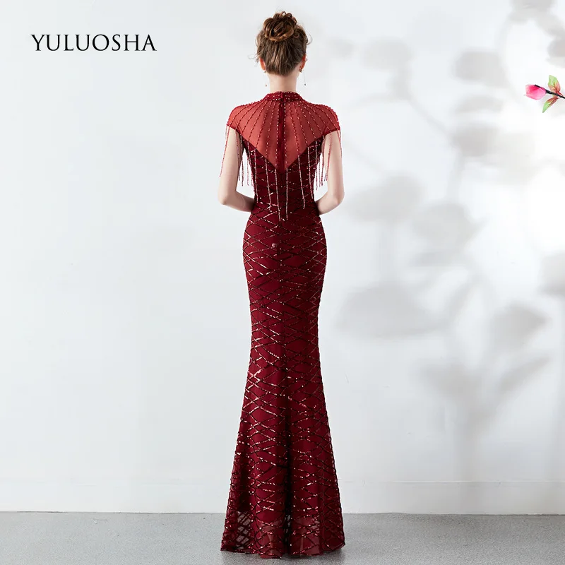 Сексуальные вечерние платья YULUOSHA с круглым вырезом и коротким рукавом