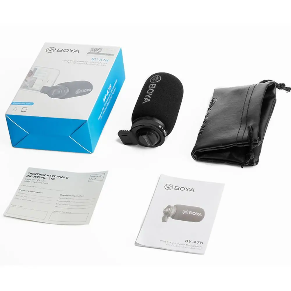 

BOYA BY-A7H TRRS Cardioid Shotgun Microphone 3.5mm Jack Phone Digital Stereo Condenser Mic for iOS Android Smartphone Vlog