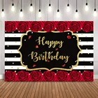 Фон для фотосъемки с изображением красных цветов, Золотых Блесток, белых и черных полос, реквизит для студийной съемки