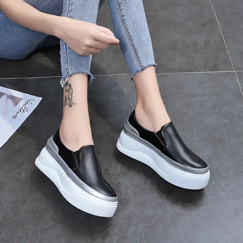 

Women's Loafers Platform Sneakers 2021 Fashion PU Leather Casual Shoes Comfortable and Breathable Women's Shoes Zapatos De Mujer