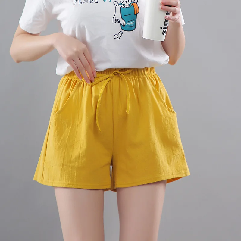 

Women's Shorts Summer Casual Solid Drawstring Mid Waist Loose shorts for Girls Soft Cool Fashion short femme