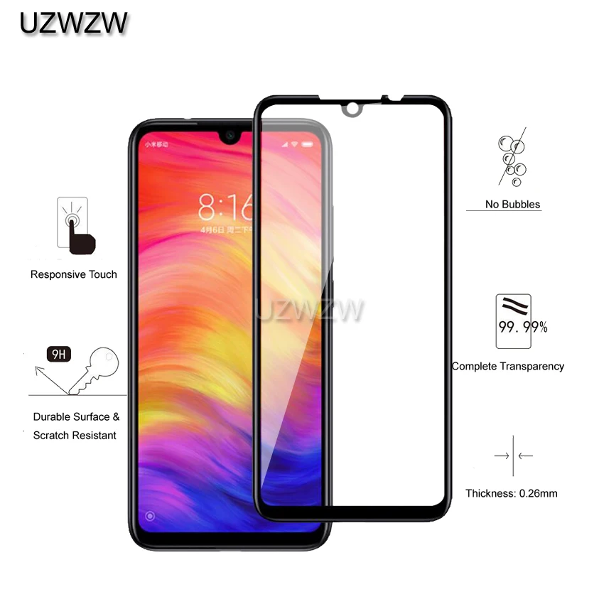 Полное покрытие закаленное стекло для Xiaomi Redmi Note 7 / Pro Защитная пленка экрана