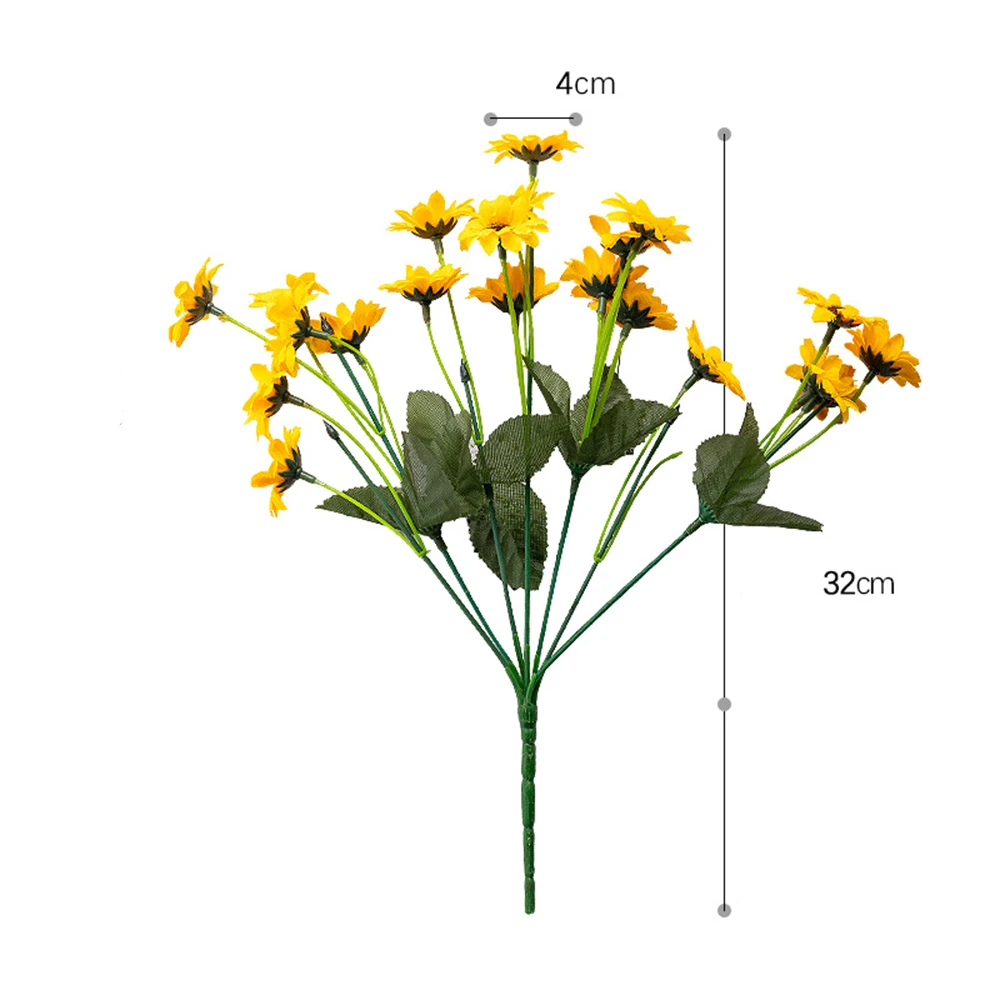 

13 Heads Yellow Silk Sunflower Artificial Flowers 7 Branch/Bouquet for Home Office Party Garden Hotel Wedding Decoration
