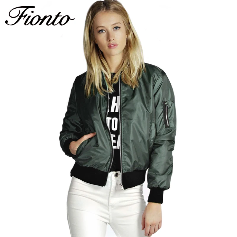 Женская ветровка FIONTO тонкая Базовая куртка-бомбер с длинными рукавами верхняя