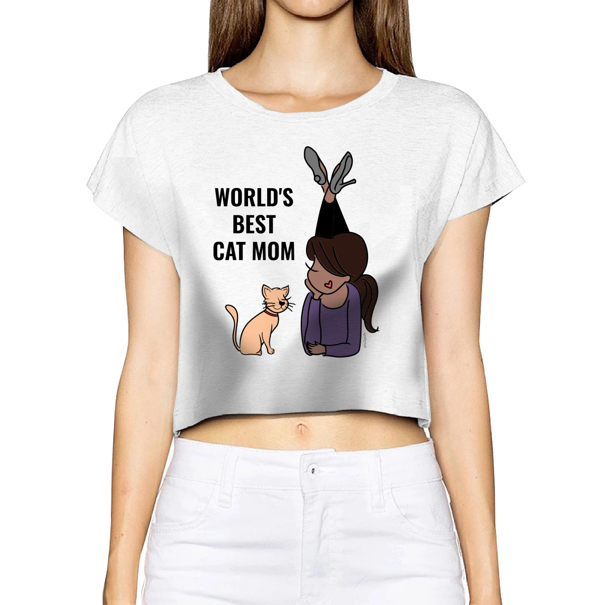 

World's Best Cat Mom T-Shirt Aesthetic Clothes Print Funny Tee 100% Cotton