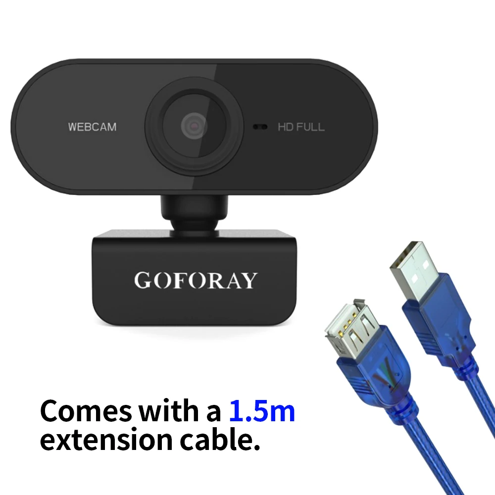 

1080P 2MP HD Webcam 30fps Camera Noise-reduction Microphone Web Cam HD Laptop Computer Camera USB with Extension Cable