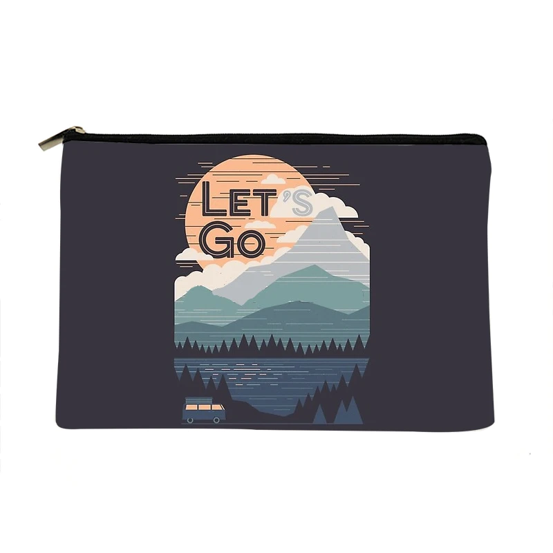 

Женская косметичка с принтом Let is Go, Модный женский органайзер для косметики, дорожная красочная сумка для хранения, женская сумка