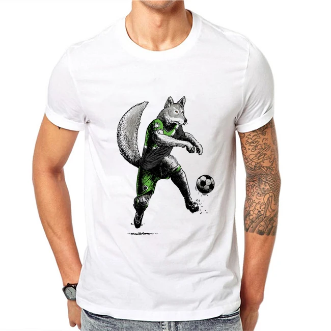 Футболка с забавным принтом для мужчин и женщин модная тенниска волка в