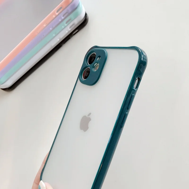 

Balsam Shockproof Transparent Phone Case For iPhone 12 Mini 11 Pro X Xs MAX XR 6 6s 7 8 Plus Camera Protection Candy Color Cover