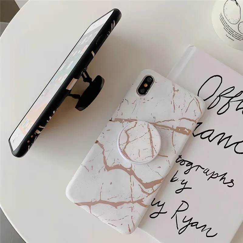 Роскошные золотые полосы мрамор с эффектом трещин держатель телефона чехол для