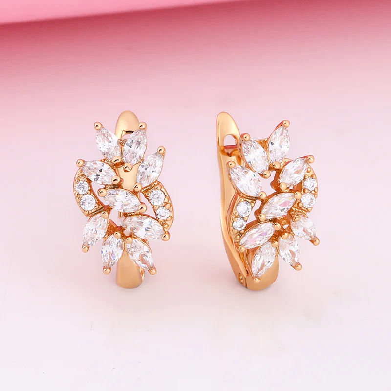 Модные Роскошные хрустальные полые висячие серьги в виде цветка золотые