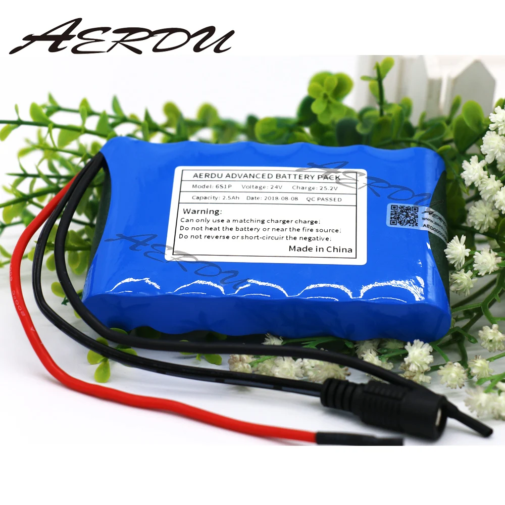

AERDU 6S1P 2.5Ah 25.2V 18650 LiIon Battery Pack 2500mAh Support 90W 80W Electric Motor Bicycle Ebike Scooter Toys Drill with BMS