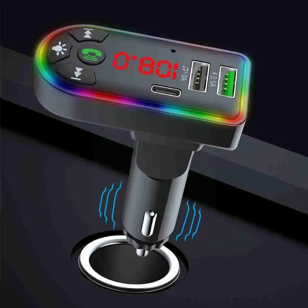

Car Bluetooth 5.0 FM Transmitter, Wireless Hands-free Receiver, USB MP3 Fast Player, Dual Charger Audio Car Type-C Z9E0
