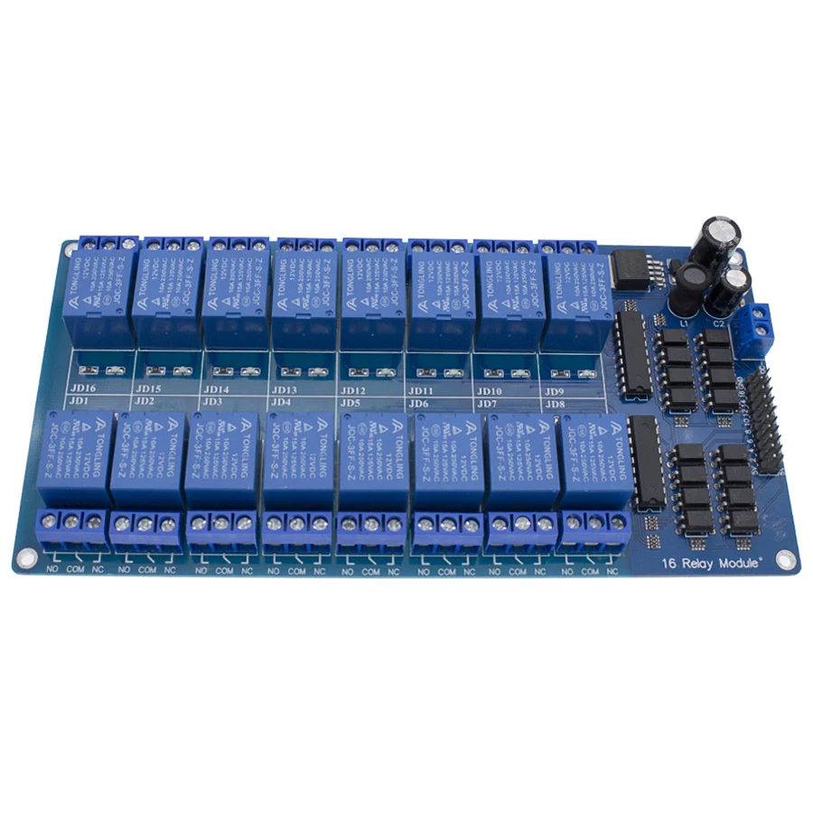 16 канальный релейный модуль с развязкой на оптопарах для управления внешними