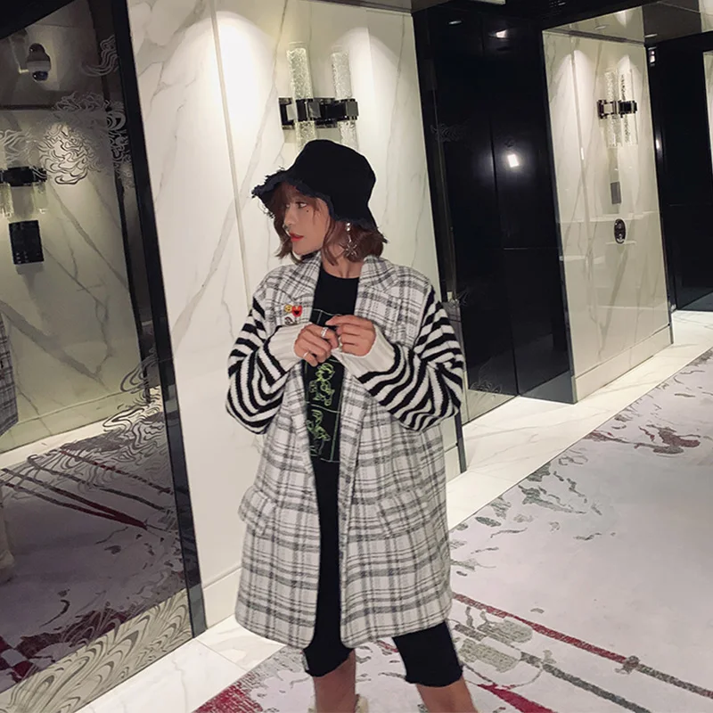 Осень 2019 Вязанные шерстяные куртки с длинным рукавом женские шикарные v-образным