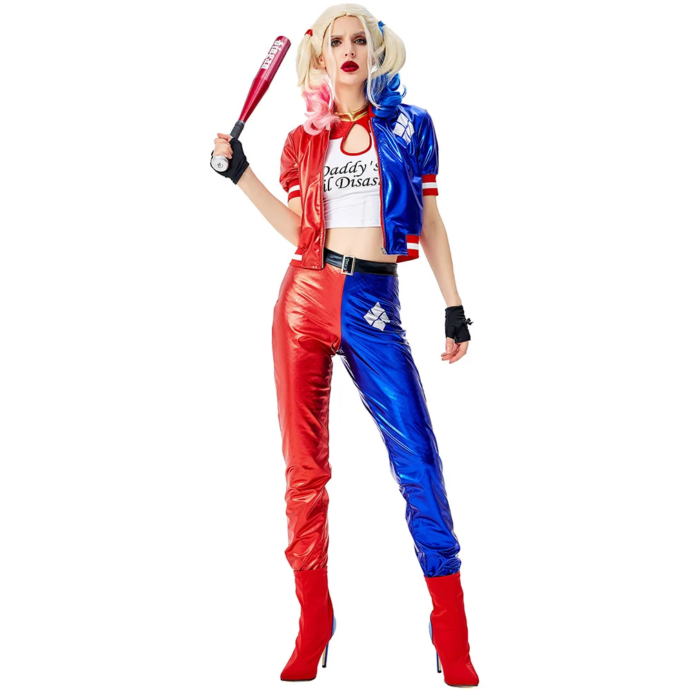 Для женщин отряд самоубийц клоун Harley платье Quinn Хэллоуин Косплэй необычный праздничный наряд костюм - Цвет: Costume