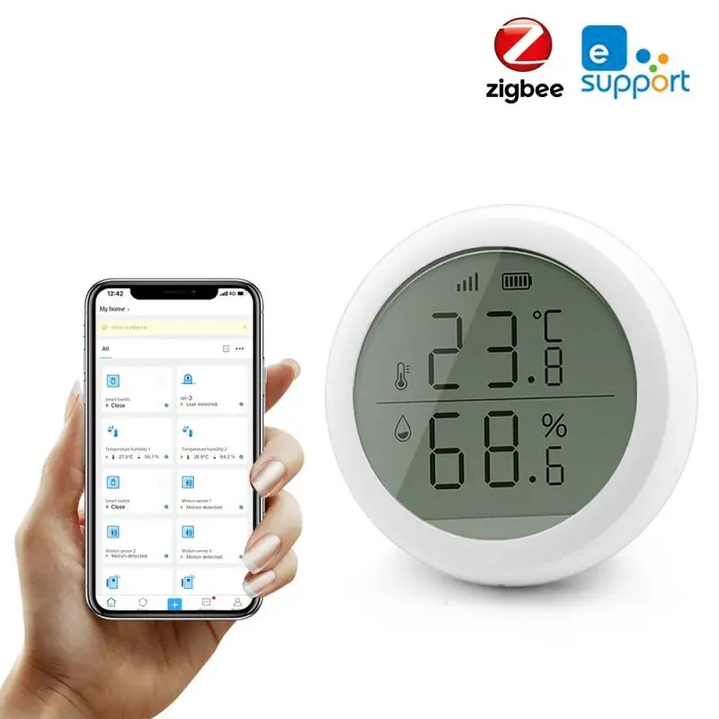 

Датчик температуры и влажности EWelink Zigbee, умный экран с датчиком температуры и влажности для умного дома