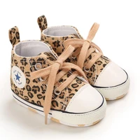spring and autumn baby first walkers shoes leopard infant toddler soft sole anti slip shoes newborn canvas sports sneakers shoes
