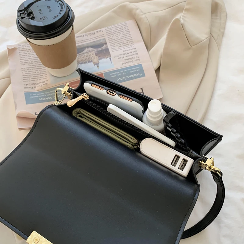 

Fashion Small Square Bag Ladies Shoulder Bag Casual PU Leather Solid Color Women's Bag Luxury Designer Female Bag Messenger Bag