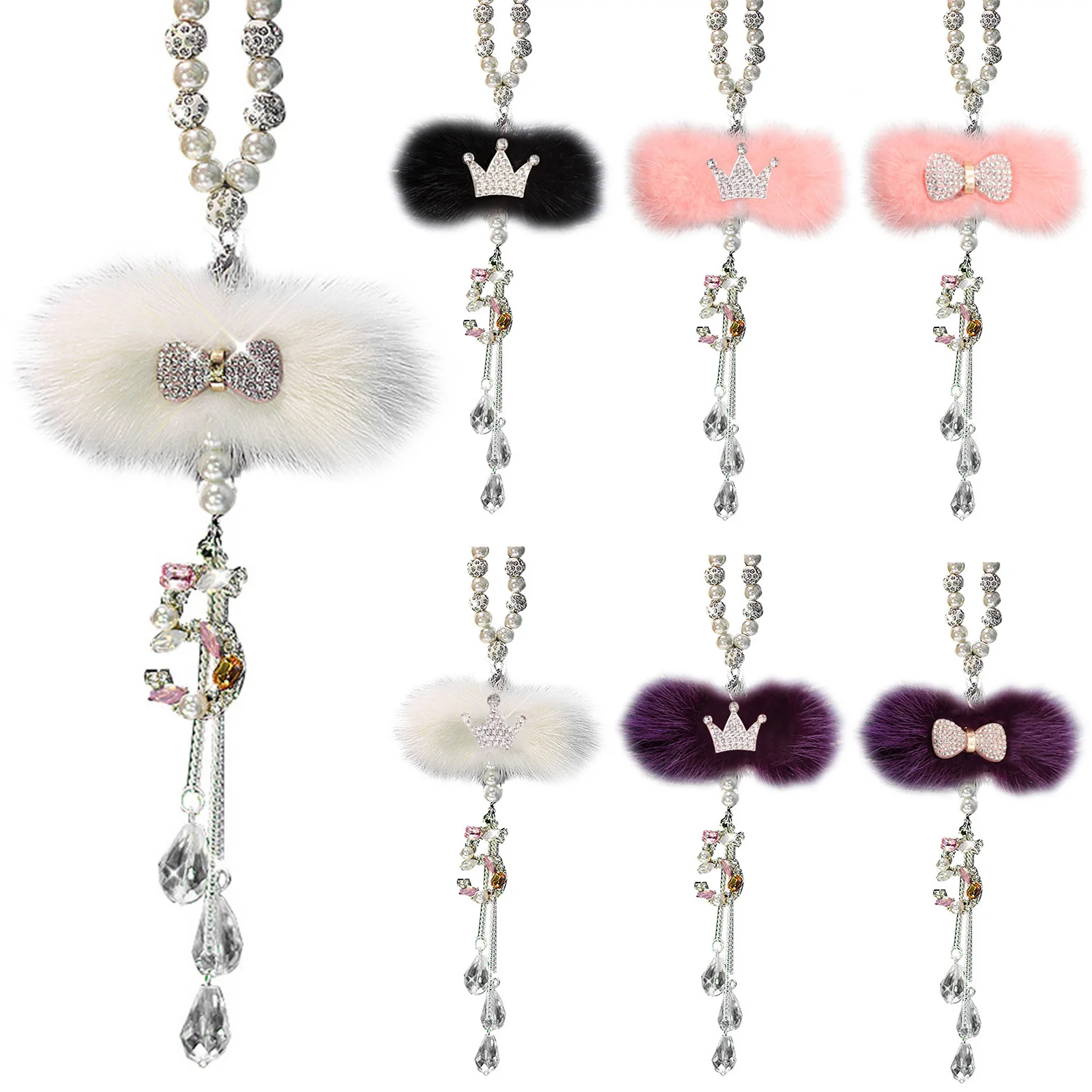 

Car Accessories Plush Fur Car Charm Rear View Mirror Ornament