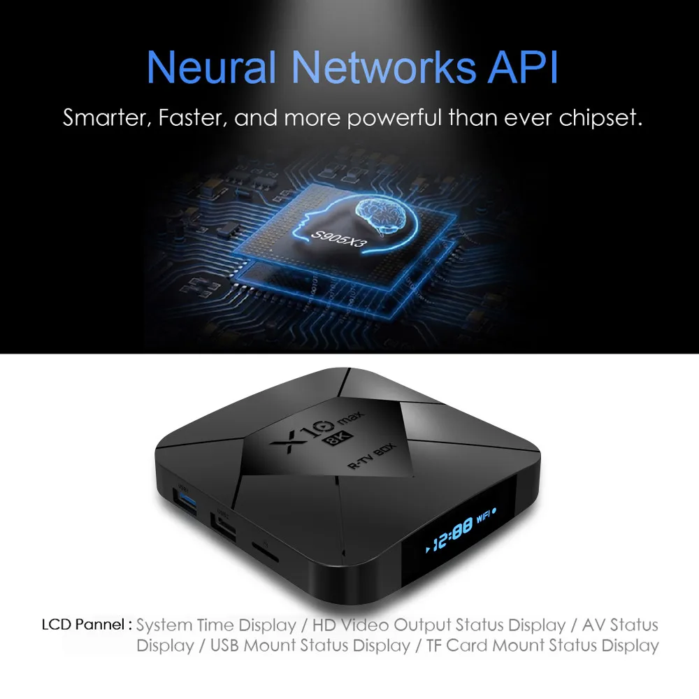 8K из нержавеющей стали в виде буквы R ТВ X10 Max Смарт коробка Android 9 0 S905X3 Wi Fi светодиод