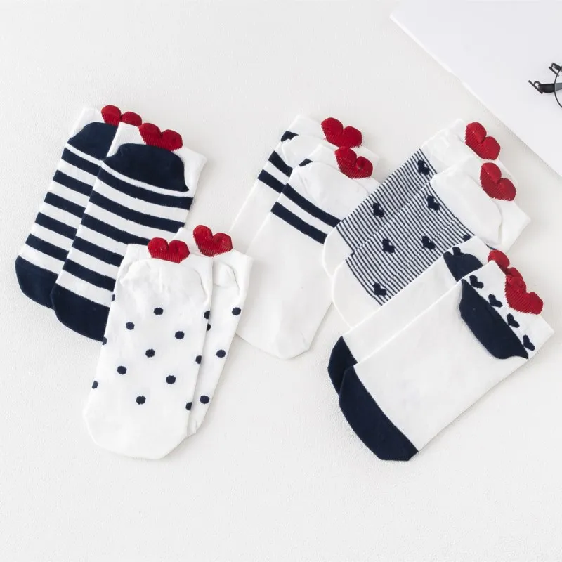 5 пар новых носков женские хлопковые носки с милым мультипликационным принтом