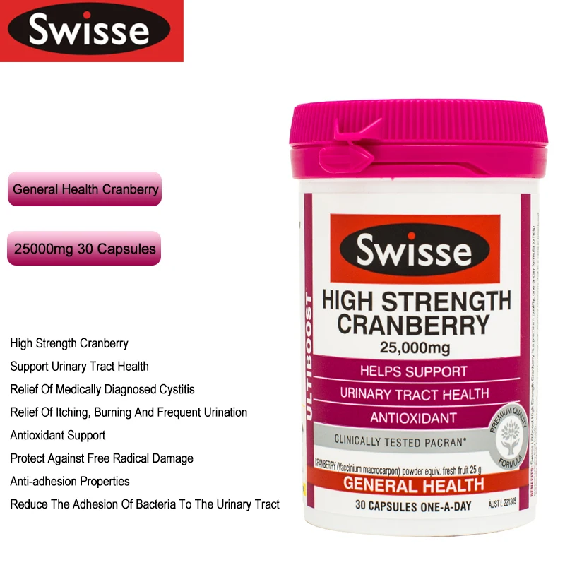 

Swisse Cranberry 25000mg 30Capsules Support Women Urinary Tract Health Symptomatic Relief Recurrent Cystitis Frequent Urination