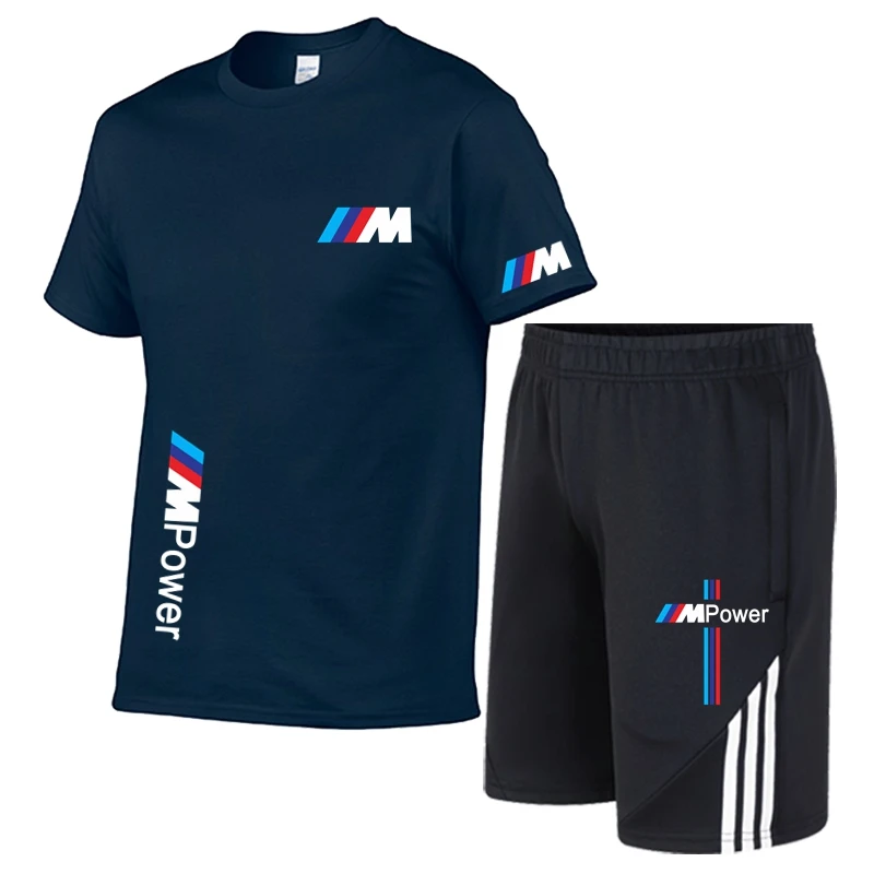 

2-piece Men's Track Suit Gym Fitness Badminton Sportswear Running Clothes Jogging Sportswear Cotton T-shirt Short-sleeved Suit