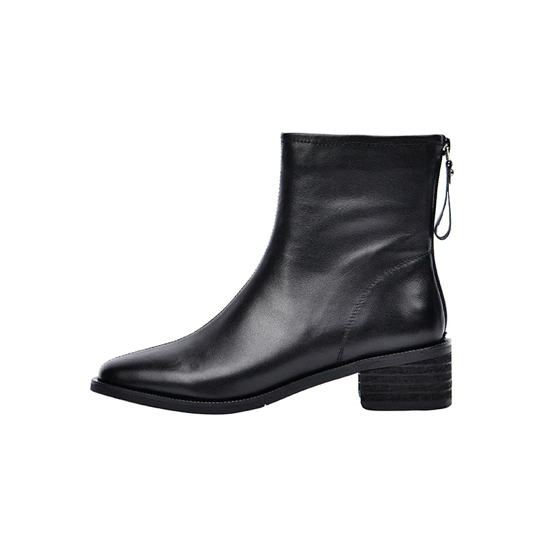 

Popular Square Toe Women Zipper Ankle Boots Warm Short Boots Quality Cow genuine Leather Elegant Female Chelsea Boots