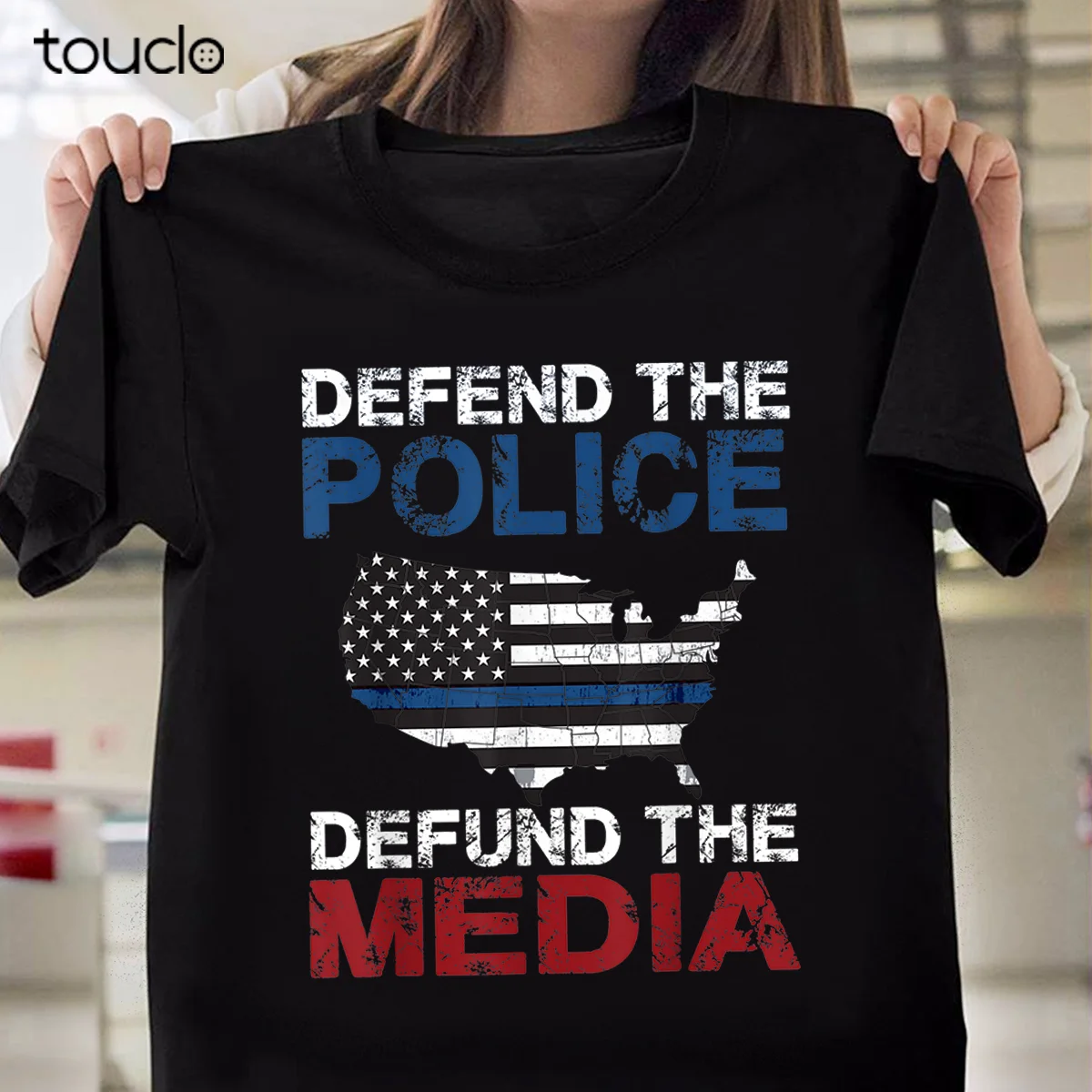 

Defend the Police Defund the Media American Flag USA Gift T-Shirt For Men Women