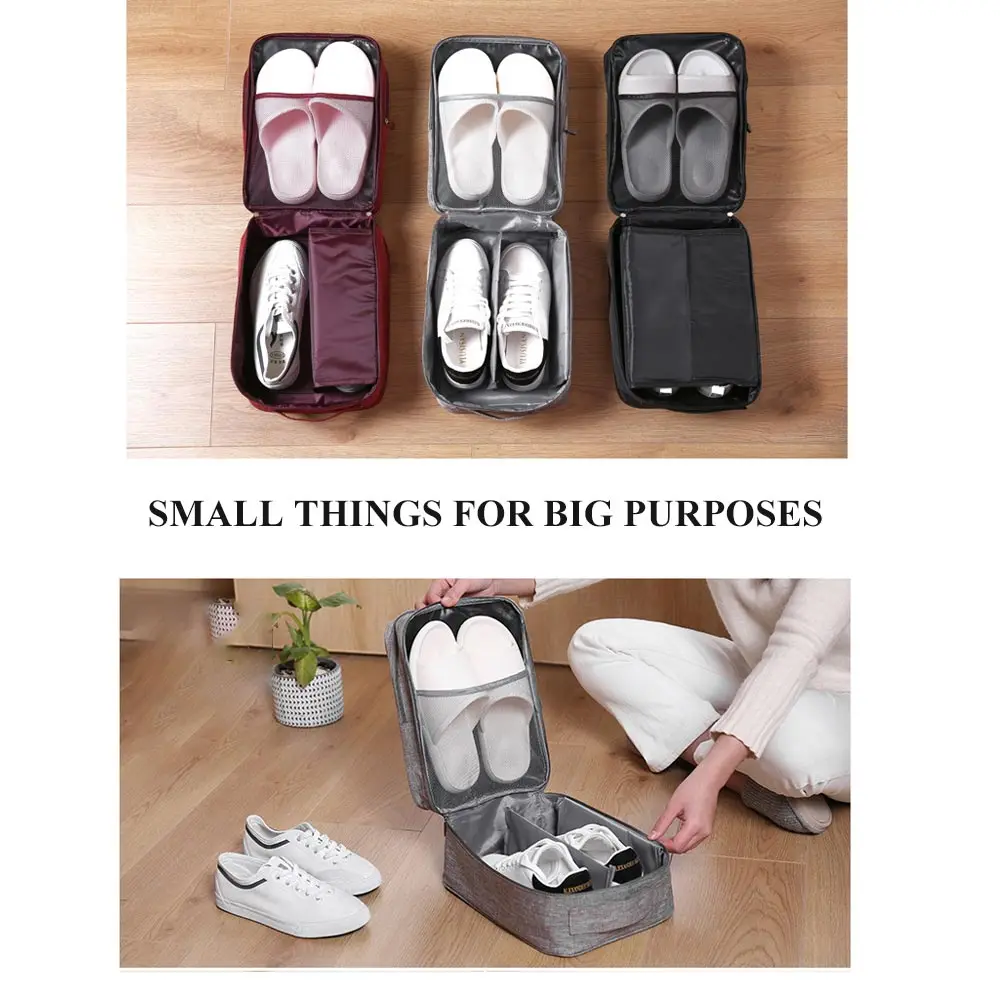 Двухслойные 3 в 1 сумки для обуви портативные пыленепроницаемые мешки для хранения обуви сетчатый обувной упаковочный ящик вмещает 3 пары обуви для путешествий