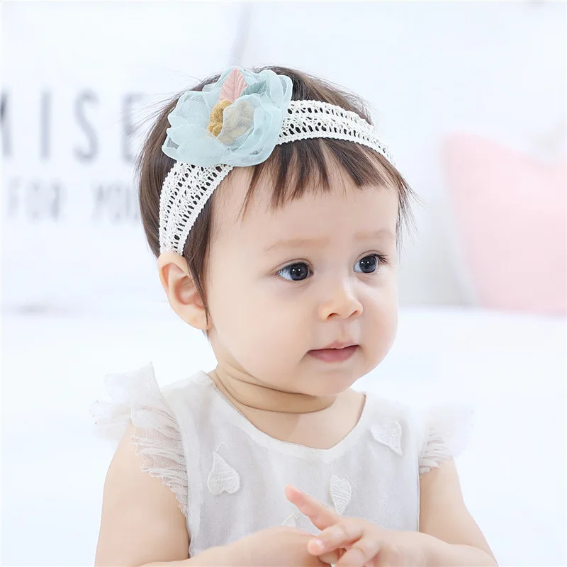Diadema de encaje Floral el&aacute;stica para beb&eacute;, turbante, accesorios para el cabello-2