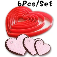 6pcs heart cookie biscuit fondant cake cutter decor tools mold sugar crafts set plastic cookie cutter