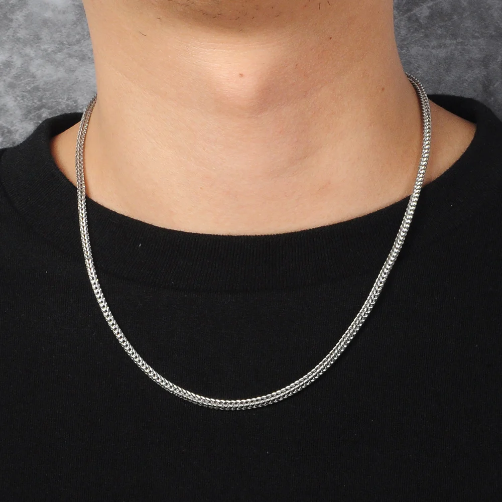 Мода 3 мм фокстейл цепь для женщин мужчин в стиле хип хоп 100% 316L нержавеющая сталь