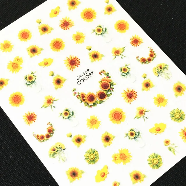 

Newest MG-006-08 Sunflower pattern 3d nail stickers art self-adhesive DIY decorations back glue nail decal art tools