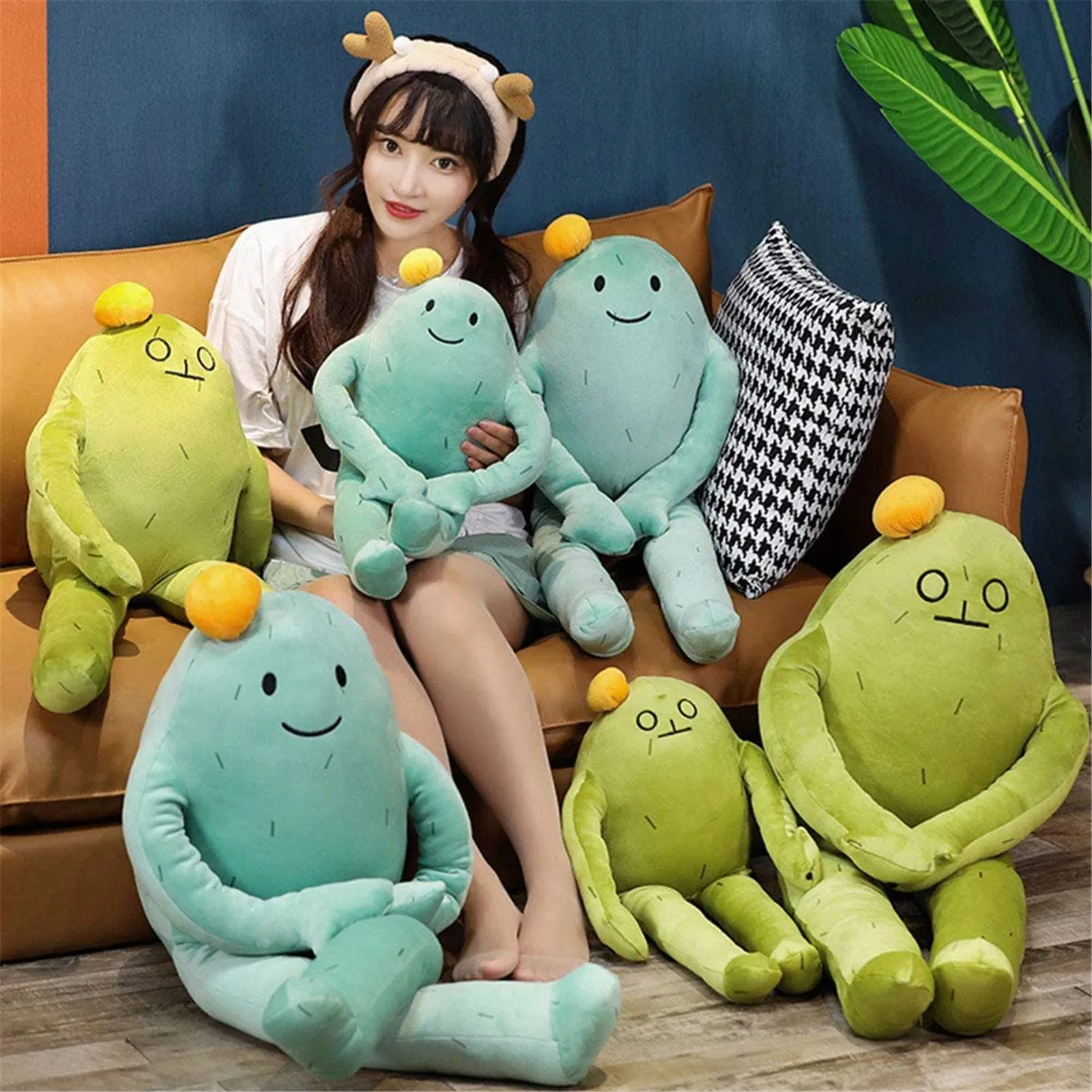 

Novelty Cactus Stuffed Plush Toy Cartoon Soft Plush Plant Cactus Doll Pillow Funny Lying Squatting Green Cactus Sleeping Dolls