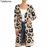 autumn and winter 2021 new arrivals knitwear long camouflage leopard cardigan for women ladies sweaters korean fashion clothes