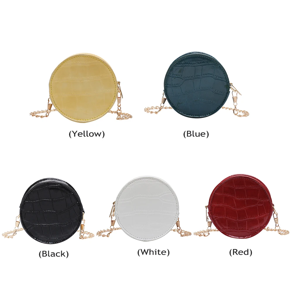 

Women Round Small Crossbody Tote Bags Leather Stone Pattern Shoulder Bag Chain Female Elegant Crossbody Shoulder Bag