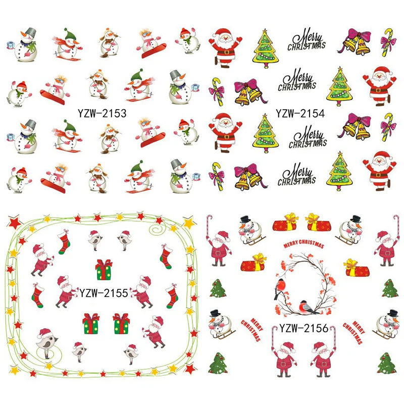 Наклейки для ногтей многоцветные рождественские наклейки Санта Клауса