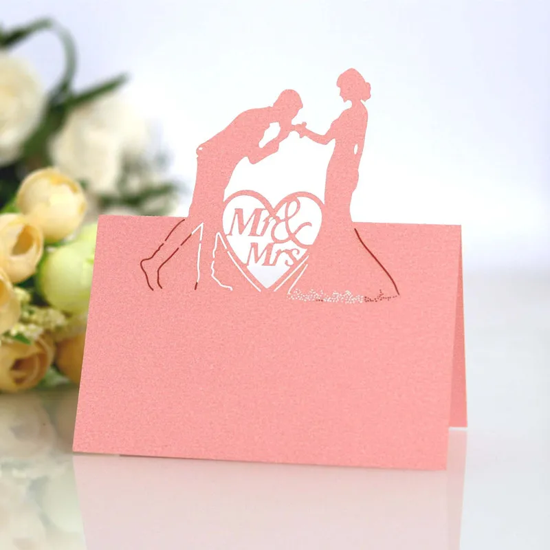 Новинка 100 шт. белые влюбленные любовь свадебное сиденье карта пустотелая вход в