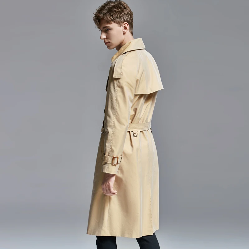 

Men Solid Color Trench Luxury Double Breasted X-long Mens Jackets And Plus Size 6xl Fashion Slim Fit Male Coats