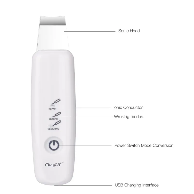 Глубокое очищение пор лица ультразвуковой ионный Скруббер кожи очиститель уход